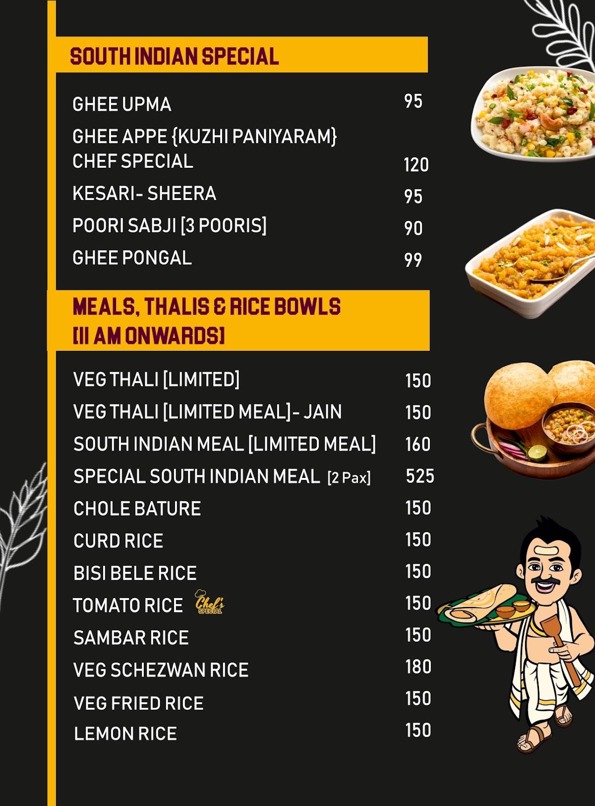 Mr and Mrs Idly, South Indian Restaurant Gangadham Shatrunjay Road Opp. Shantinagar menu