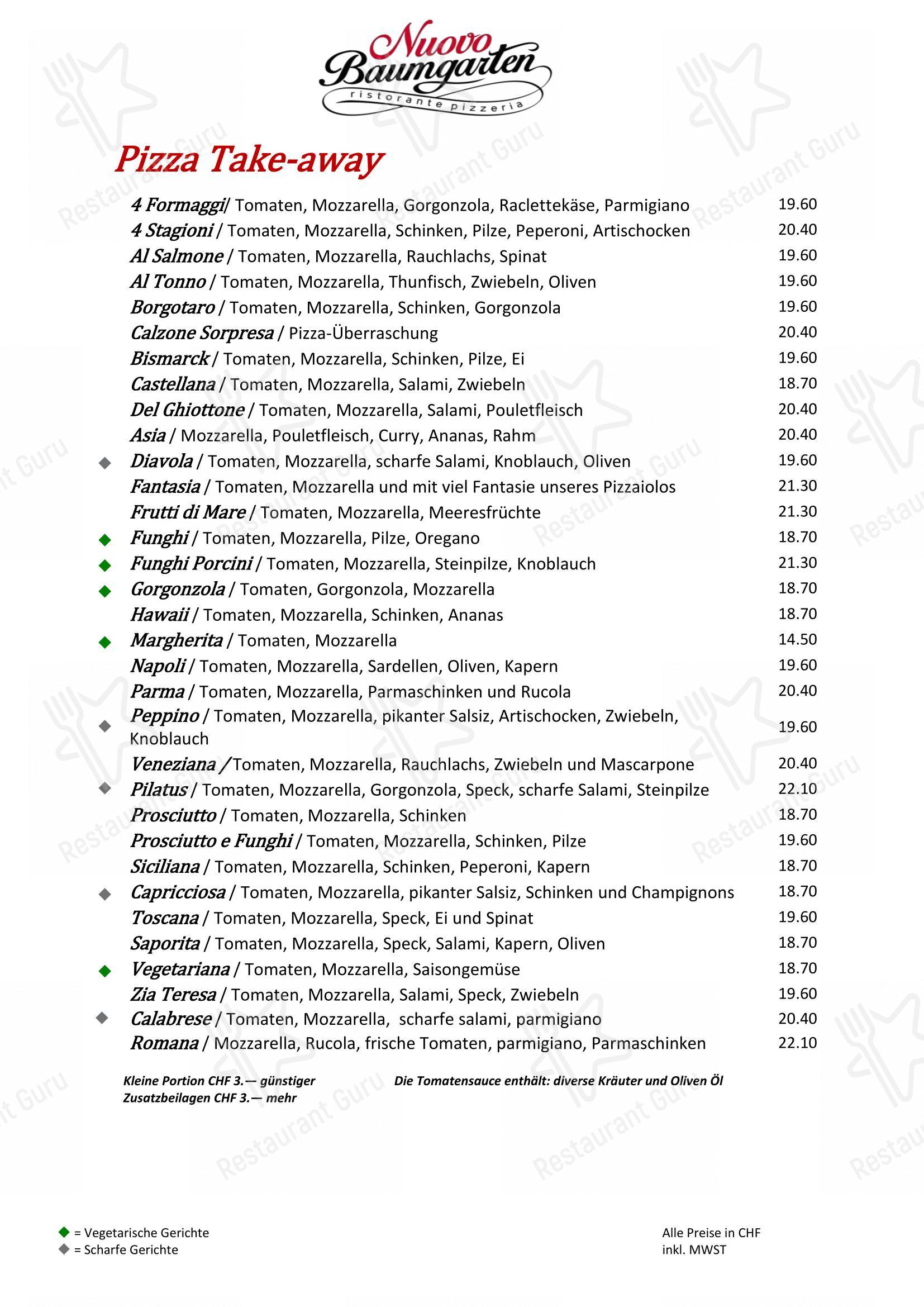 Menu di Restaurant Nuovo Baumgarten - Menu