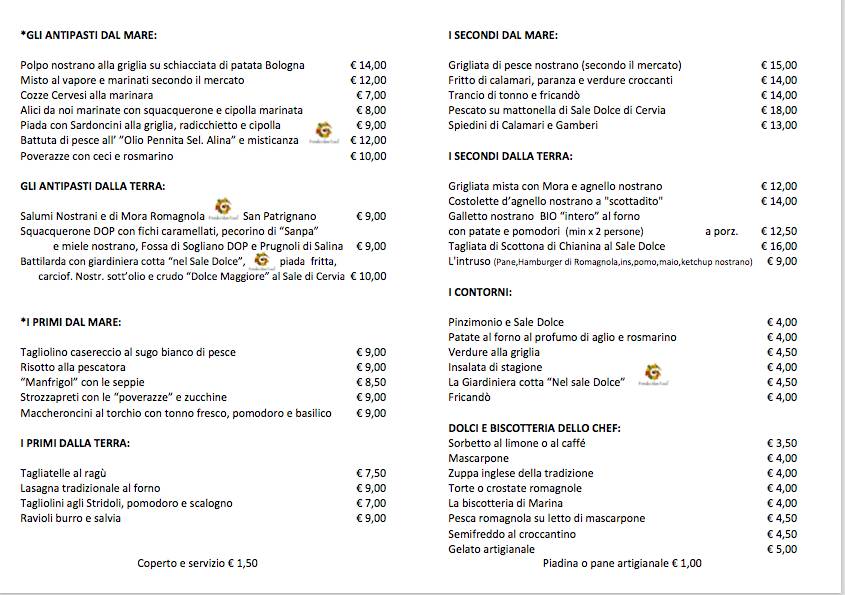 Menu di Officine del Sale 
