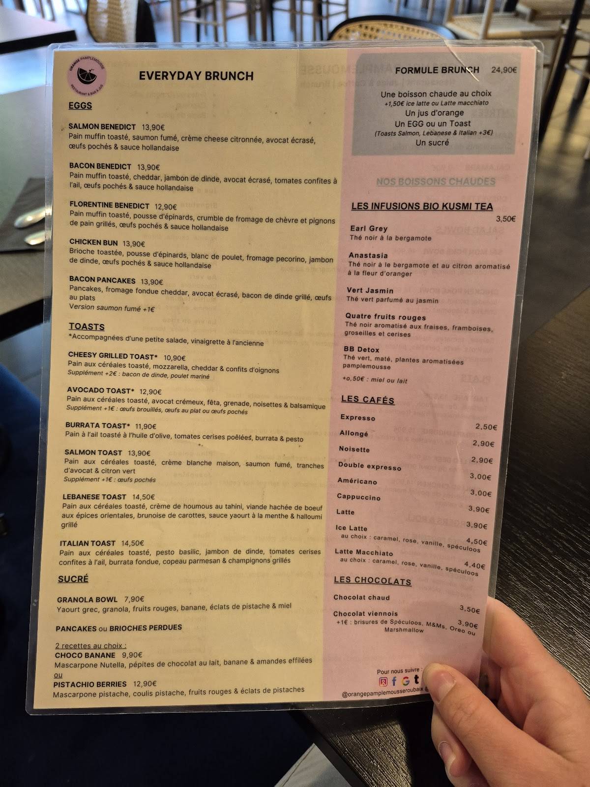 Menu de Orange Pamplemousse