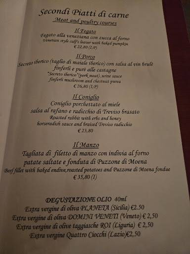 Menu di Osteria Bancogiro Venezia 