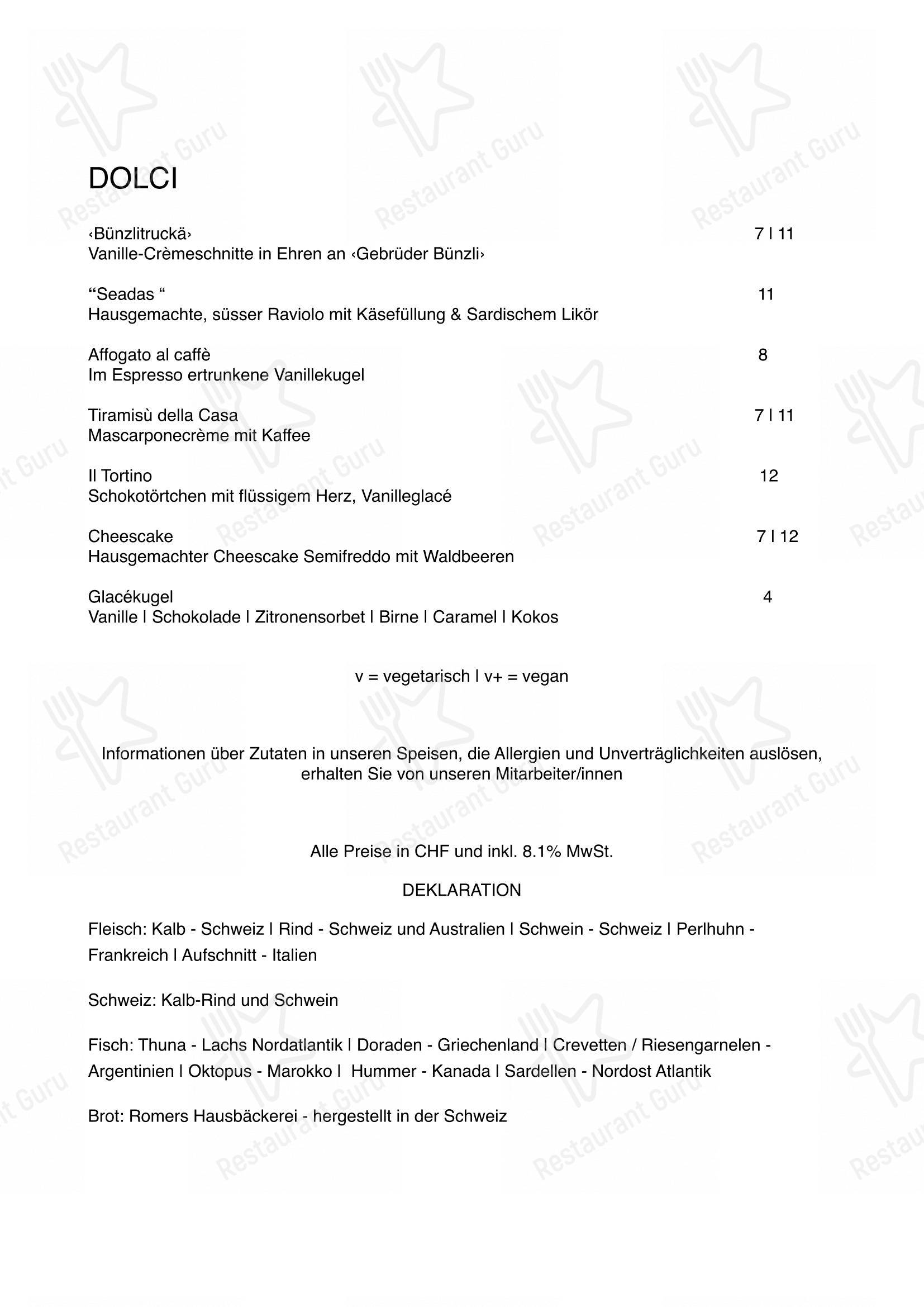 Menu di Restaurant Oxen - Menu bar