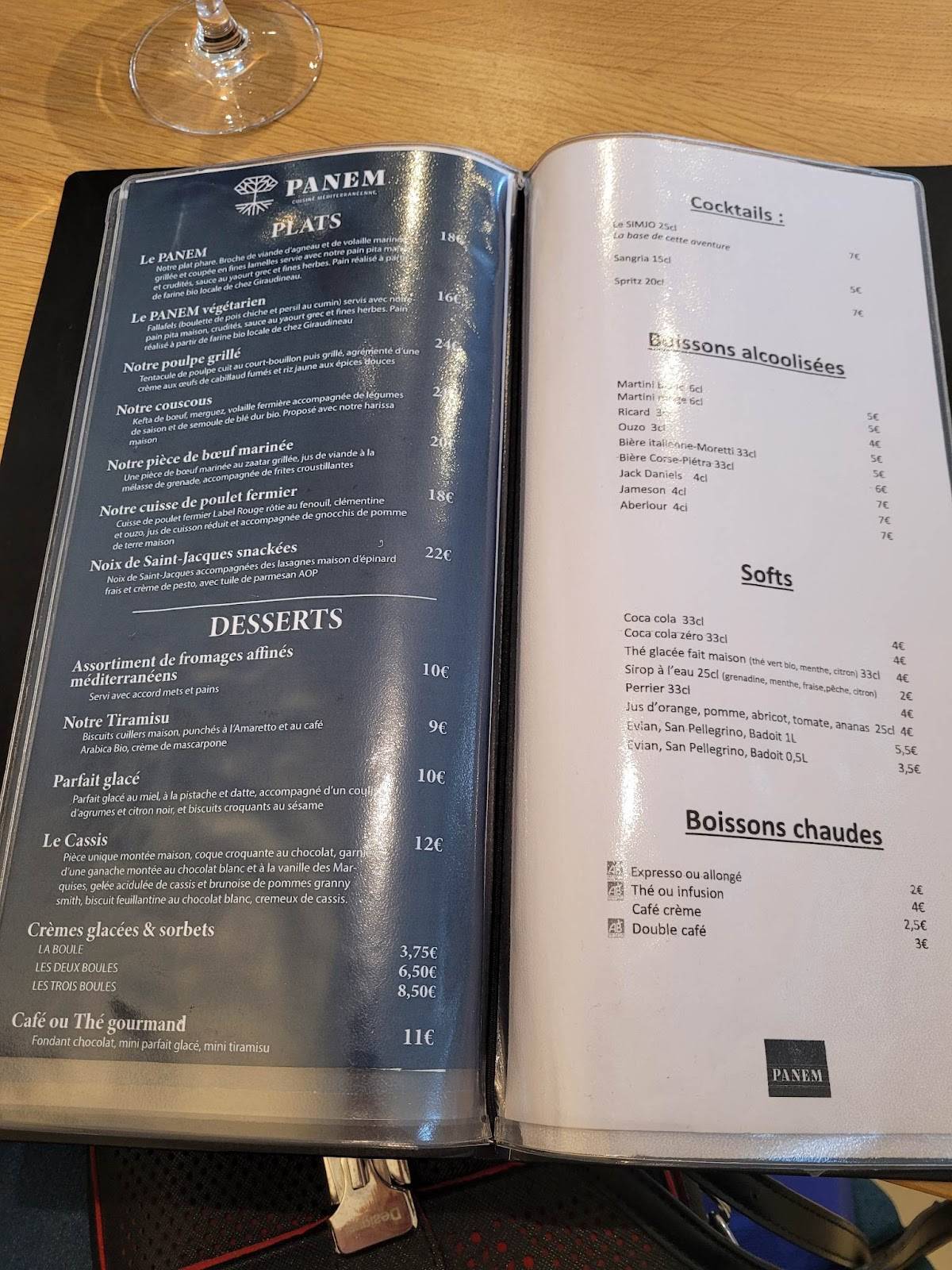 Menu de Restaurant Panem