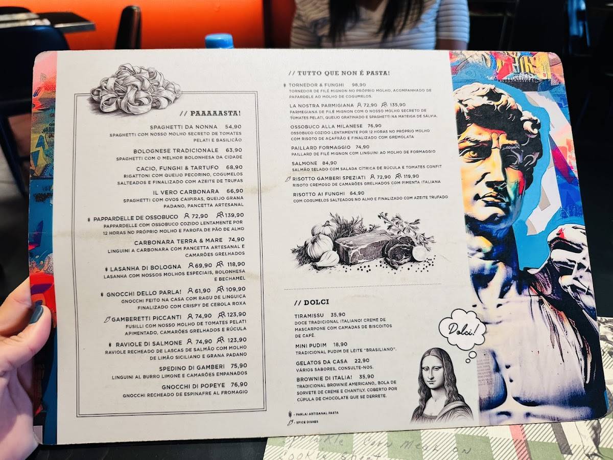 Parla! Trattoria cardápio