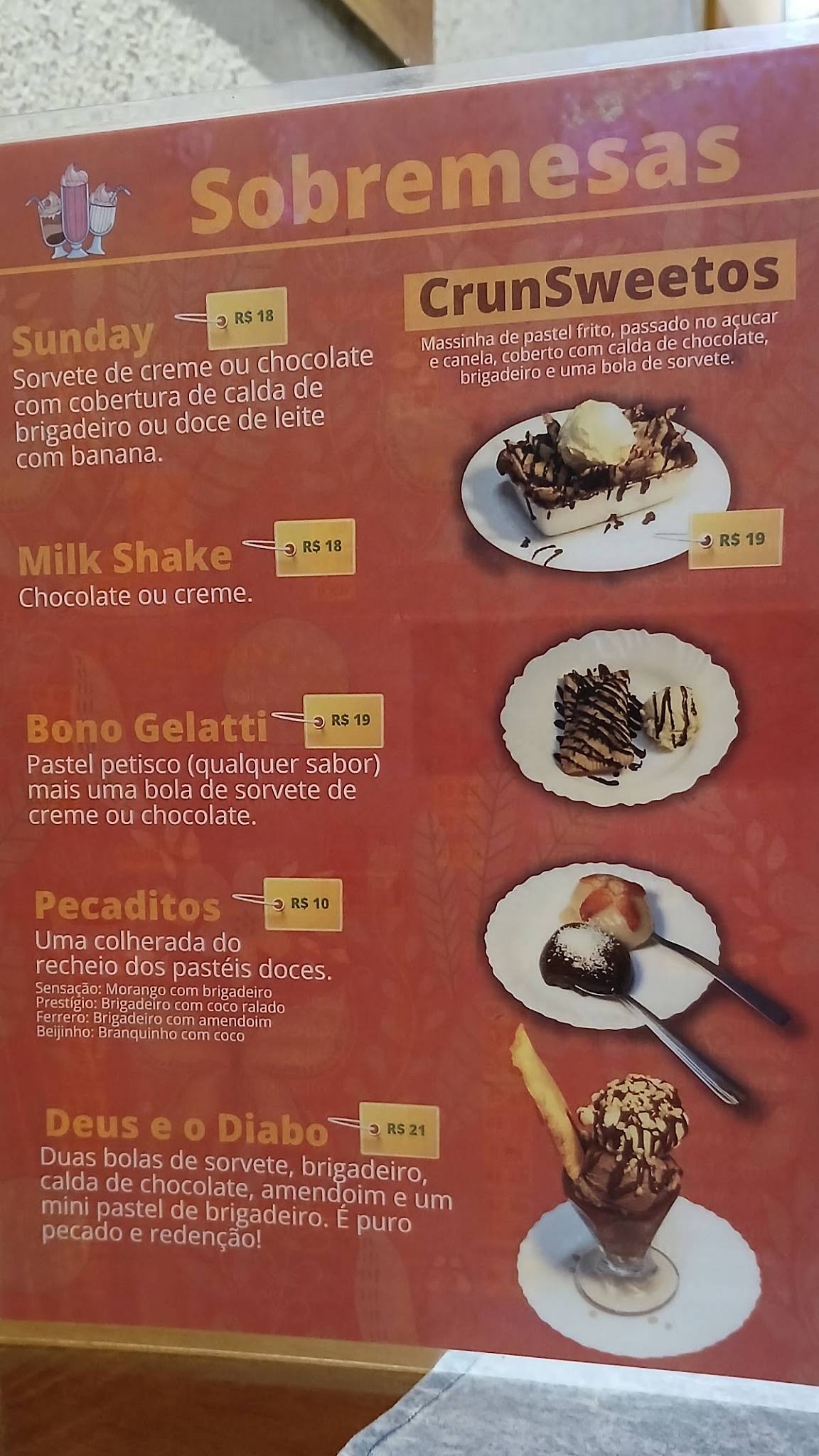 Pastel com borda cardápio