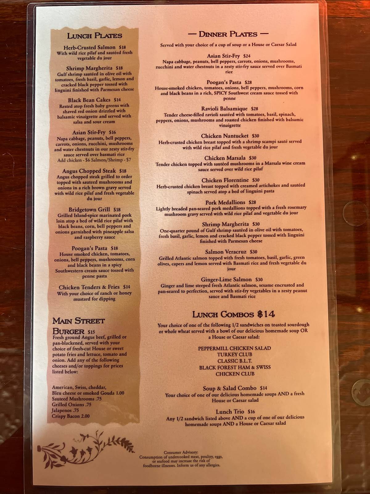 Menu at Peppermill restaurant, Abingdon, 231 W Main St