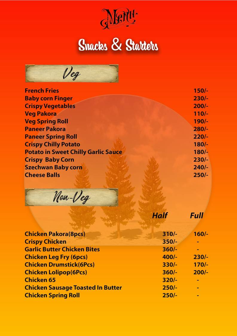 Pine leaf restaurant menu