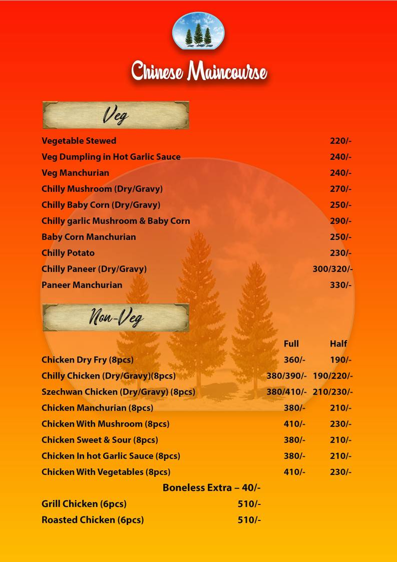 Pine leaf restaurant menu