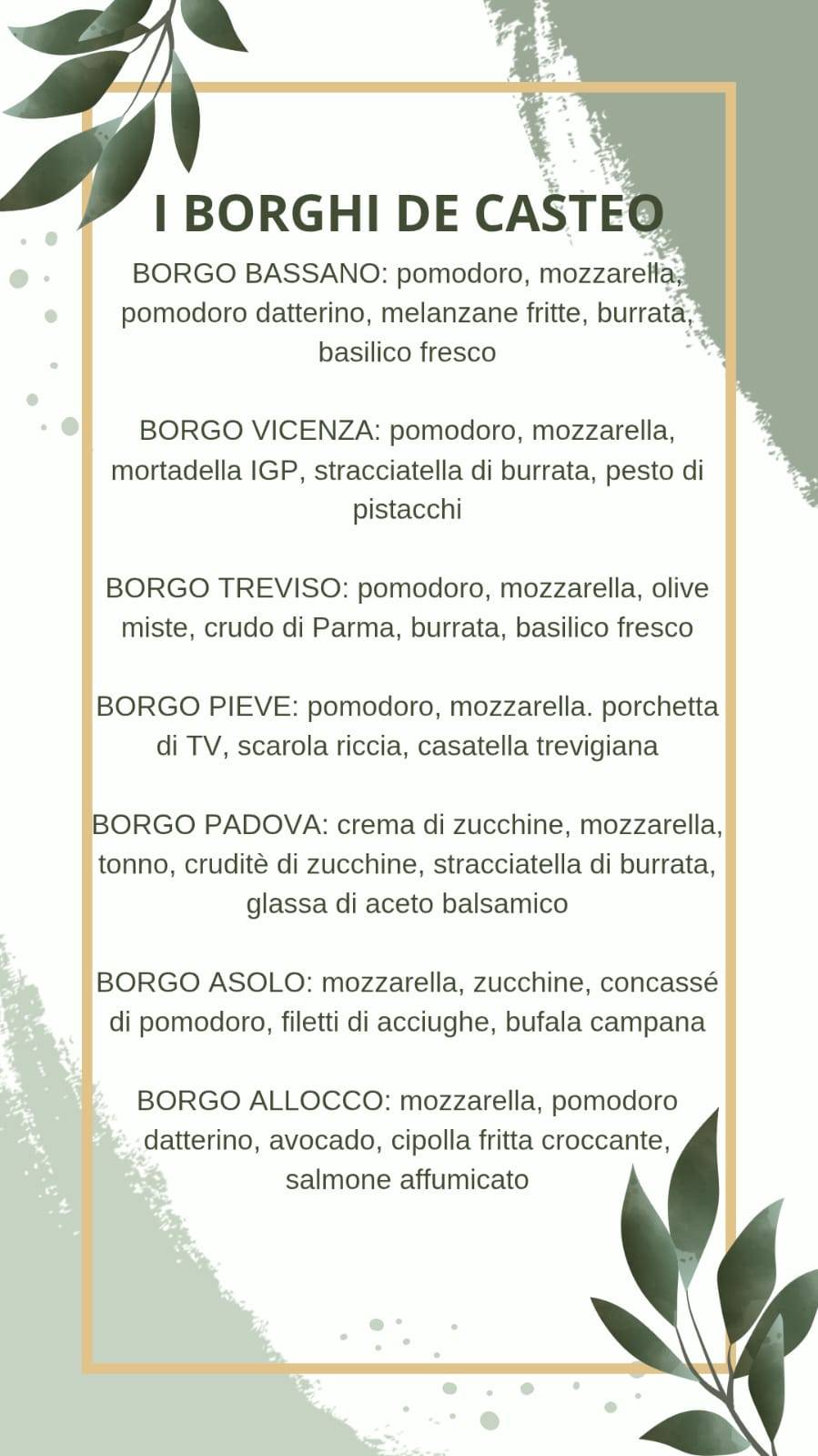 Menu di PizzArt Castelfranco Veneto 