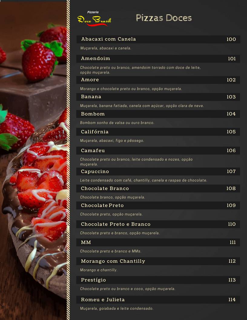 Pizzaria Doce Brasil cardápio
