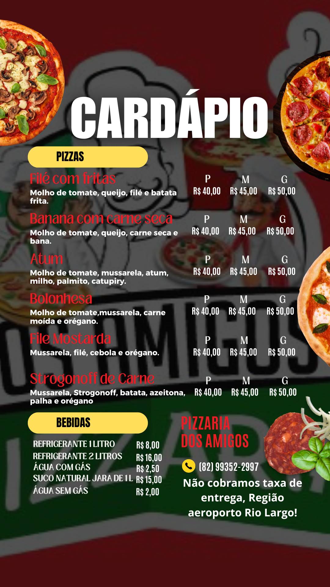 Pizzaria dos amigos cardápio