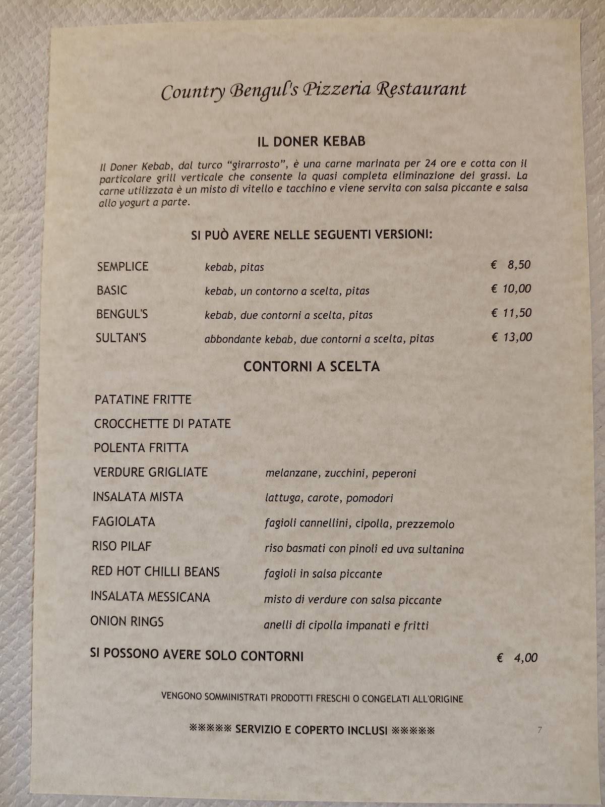 Menu di Pizzeria Country Bengul'S 