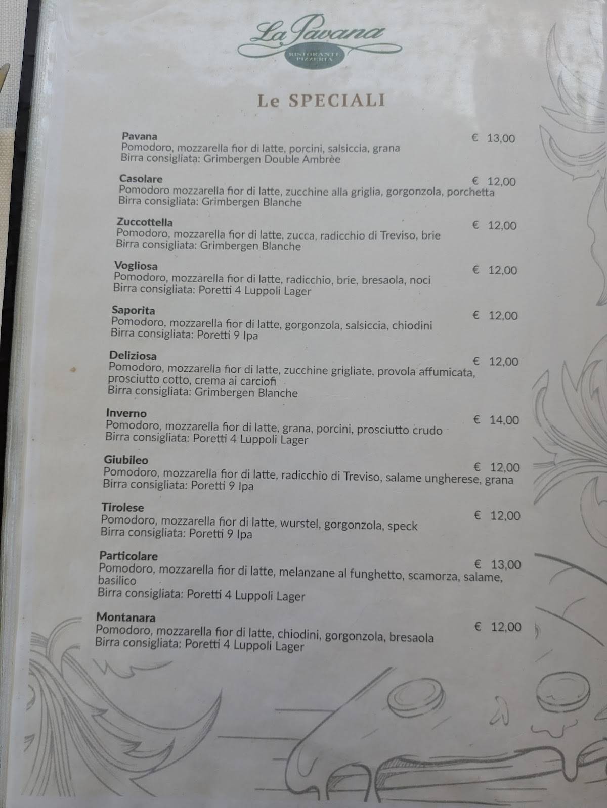 Menu di Pizzeria La Pavana 