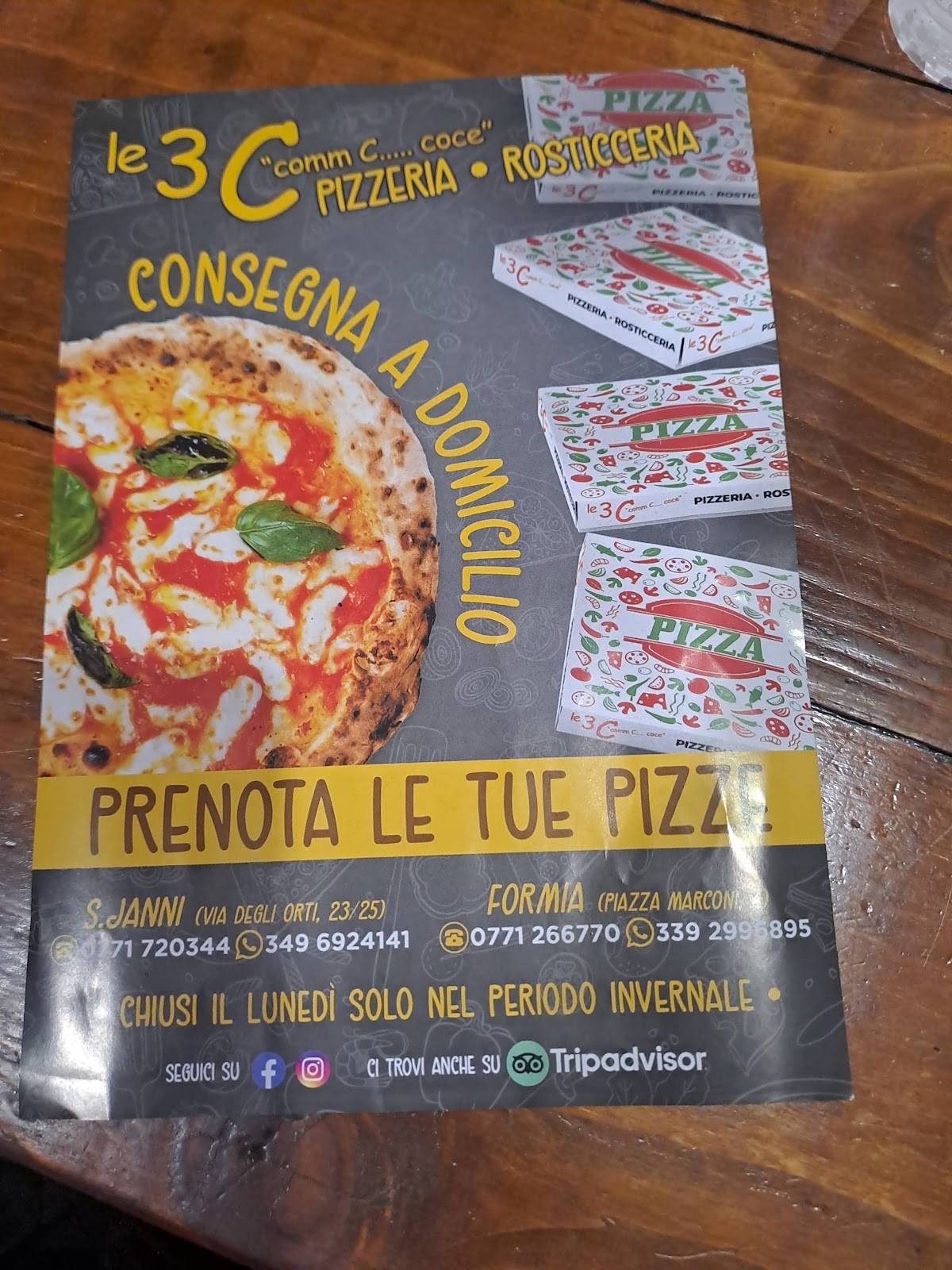 Menu di Pizzeria Le 3C Formia Gianola-Santo Janni (anche senza glutine) 
