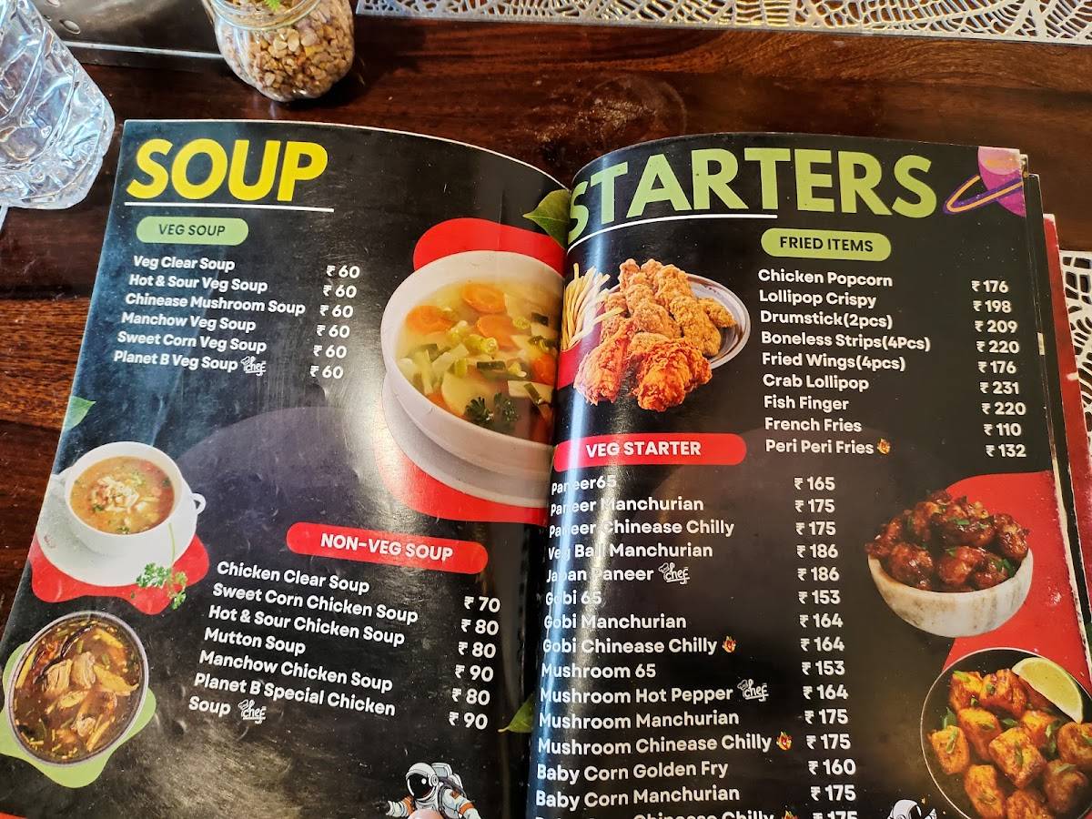 Planet B Family Restaurant menu