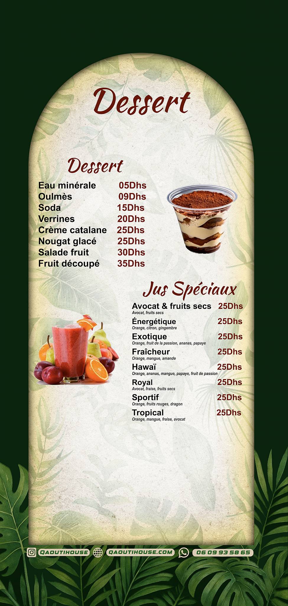 Menu de Qaouti house