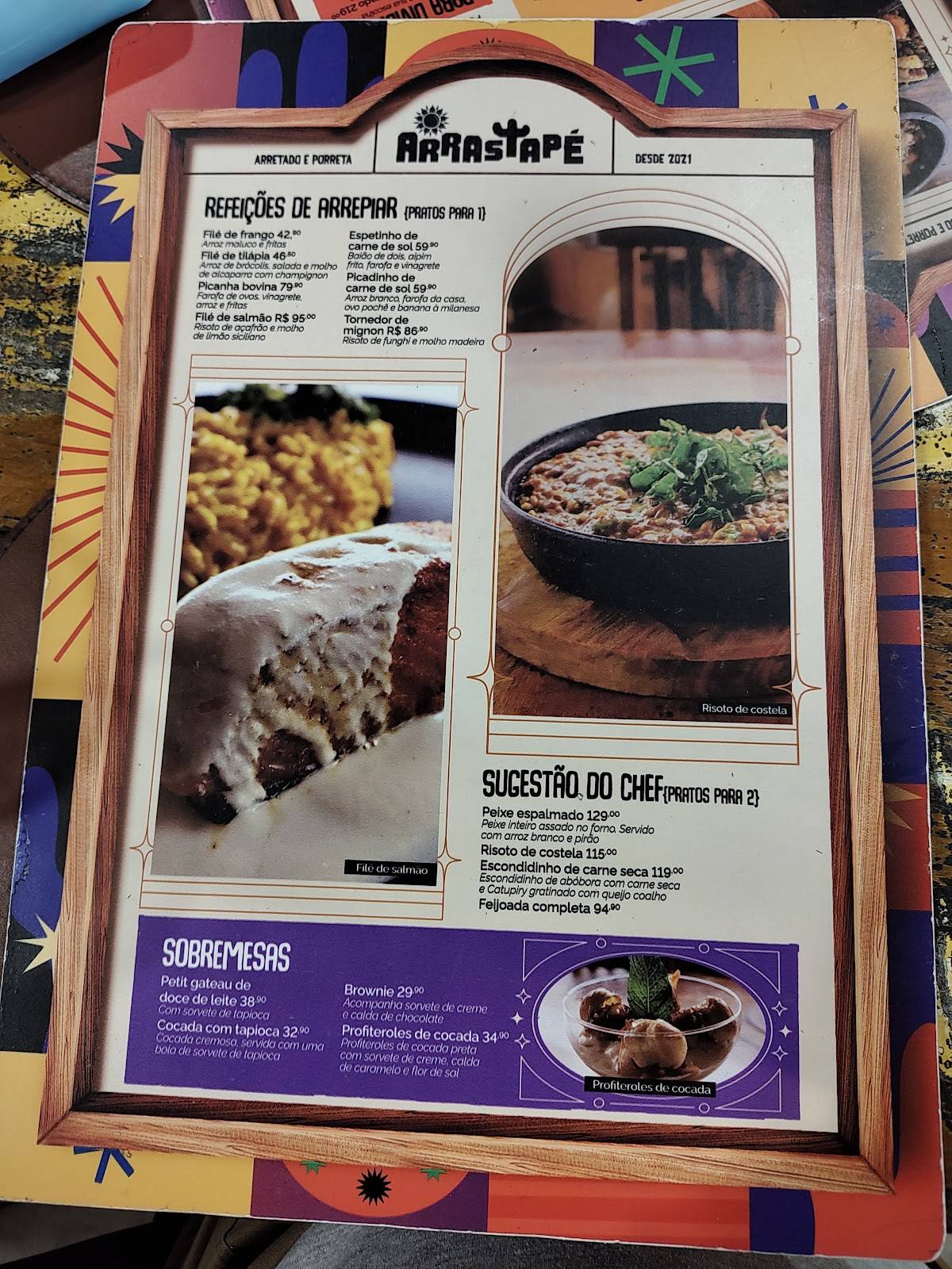 Arrastapé Quiosque E Restaurante cardápio