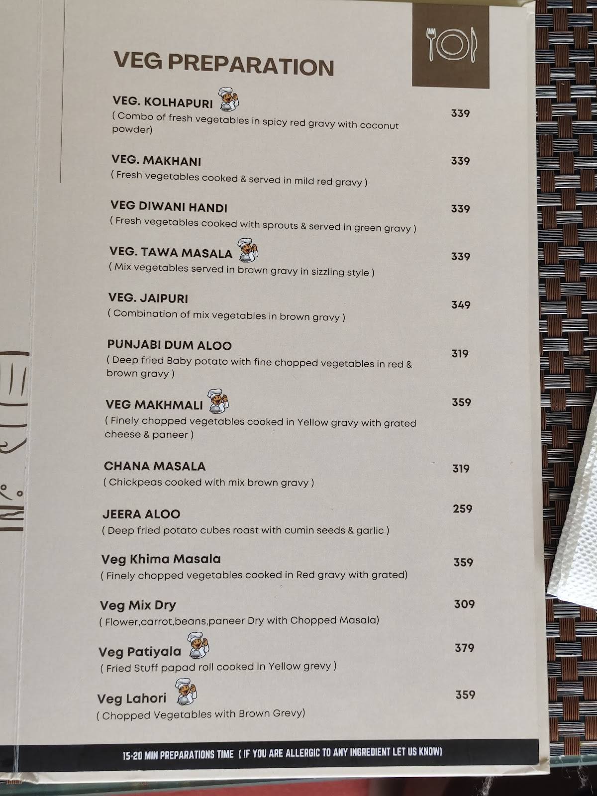 RD'S Infusion Global Veg Kitchen Fine Dining Restaurant menu