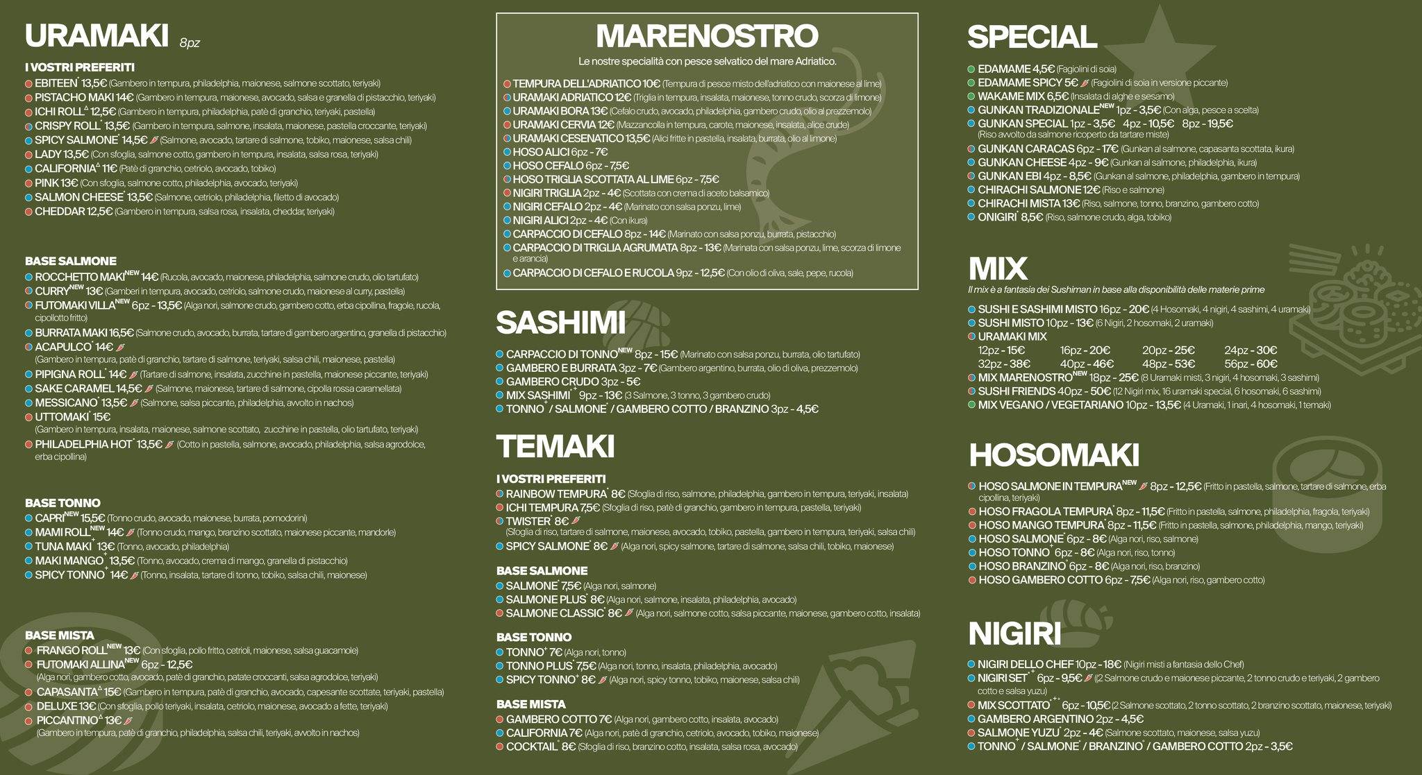 Menu di Rainbow Sushi 2.0 