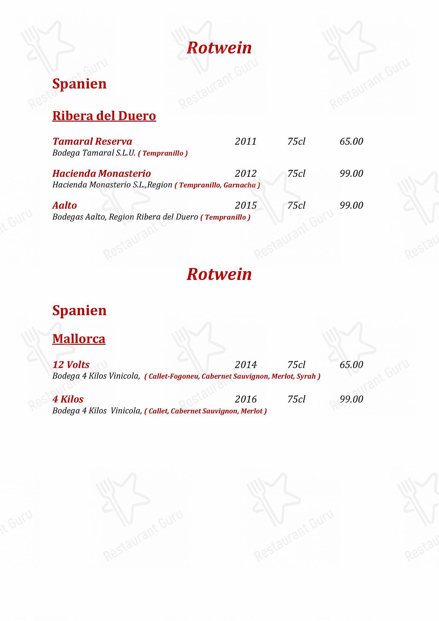 Rathskeller Olten dans Olten - Wine Menu