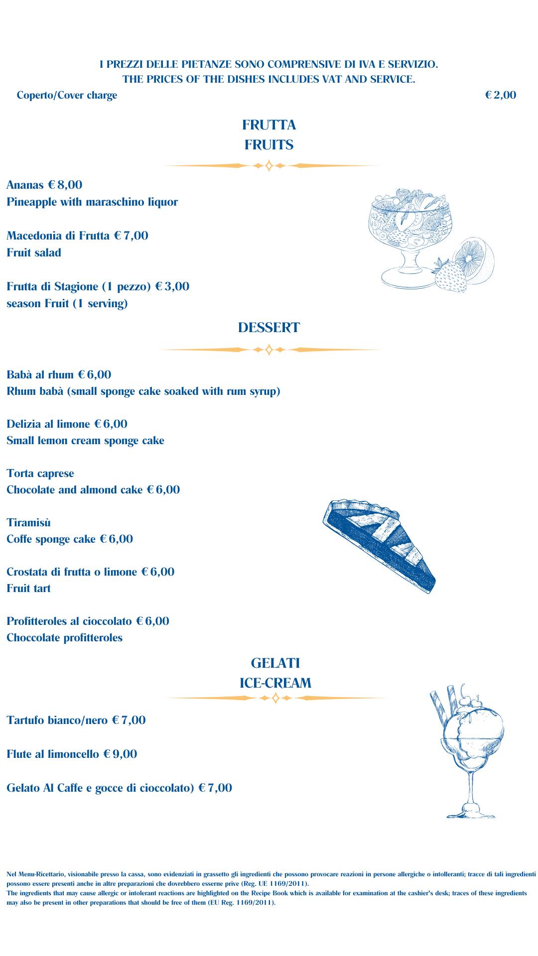 Menu di Ristorante Ciro al Borgo Marinari 