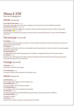Menu de Restaurant L’Escale