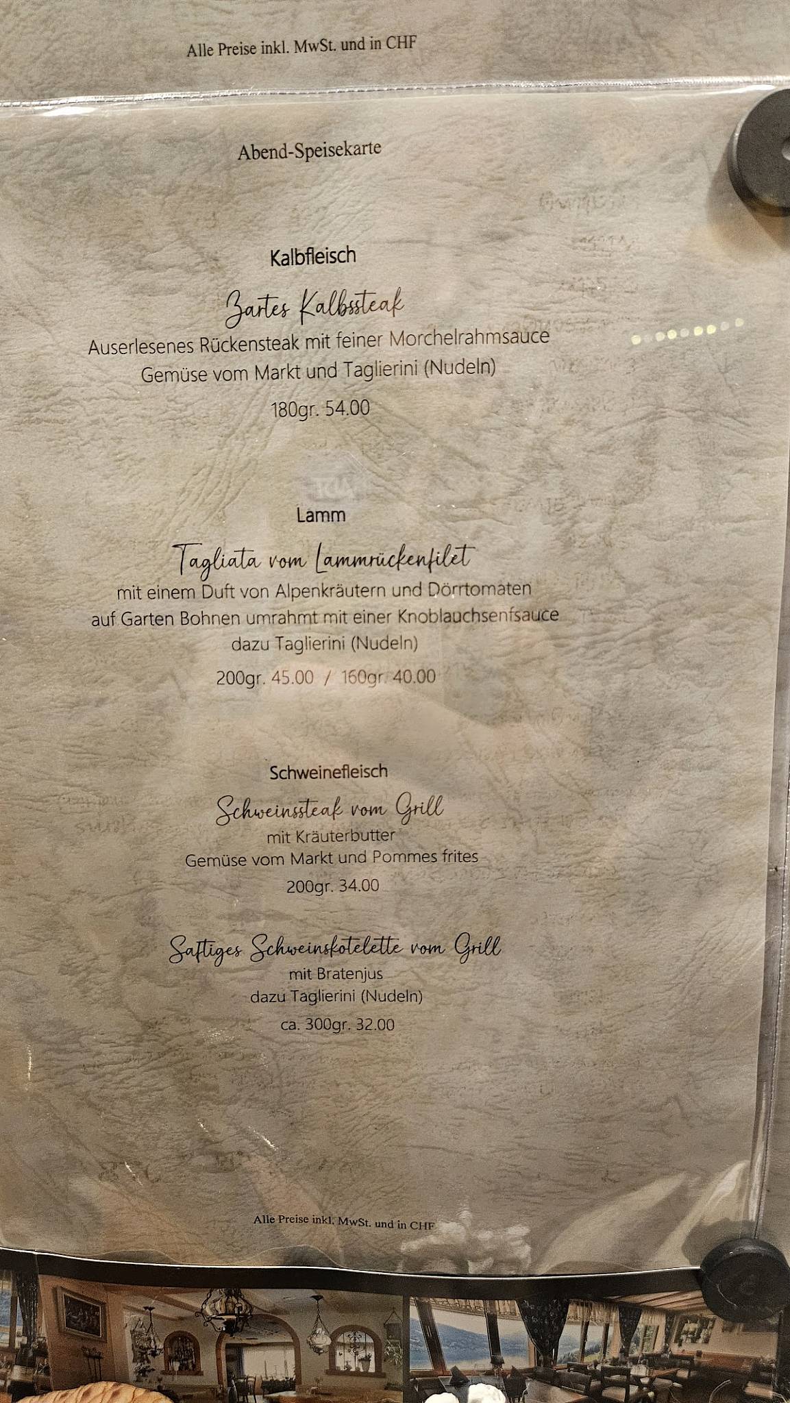 Menu di Restaurant Luegibruggli 