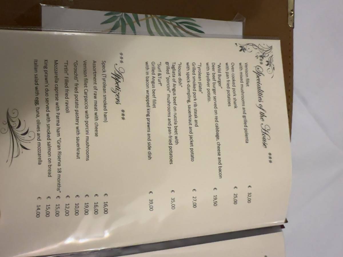 Menu di SASKIA Ristorante Pizzeria Residence 