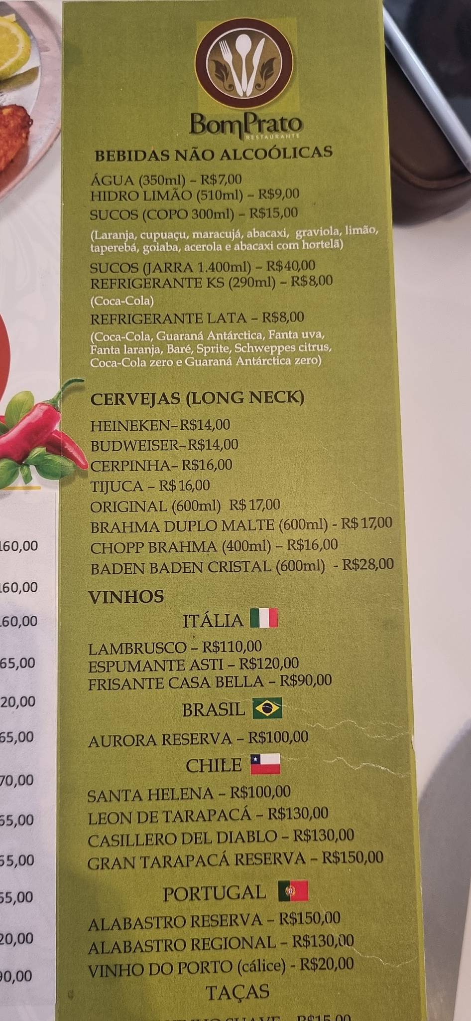 Bom Prato cardápio