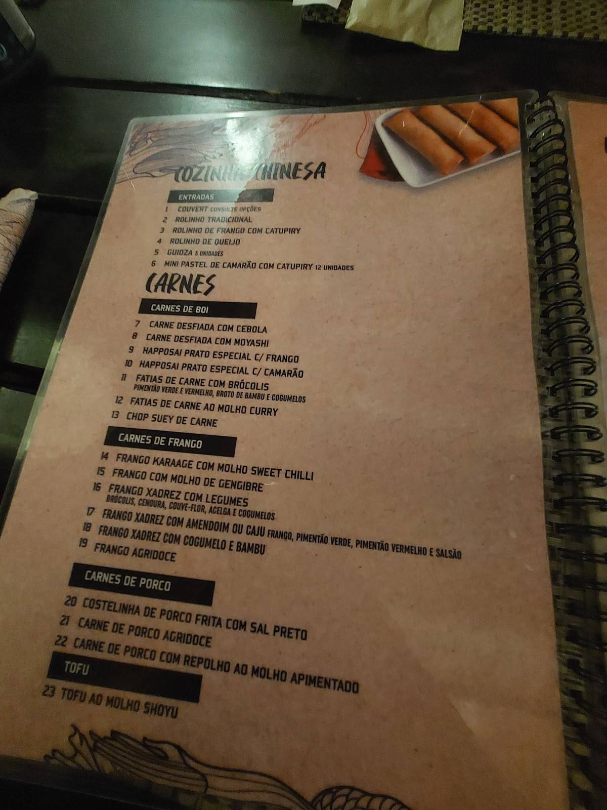 Restaurante Tayu cardápio