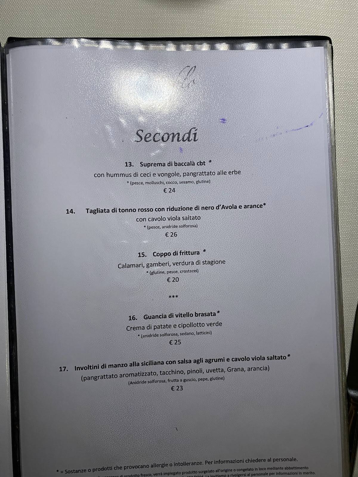 Menu di Retablo - Ristorante tipico Siciliano a Noto 