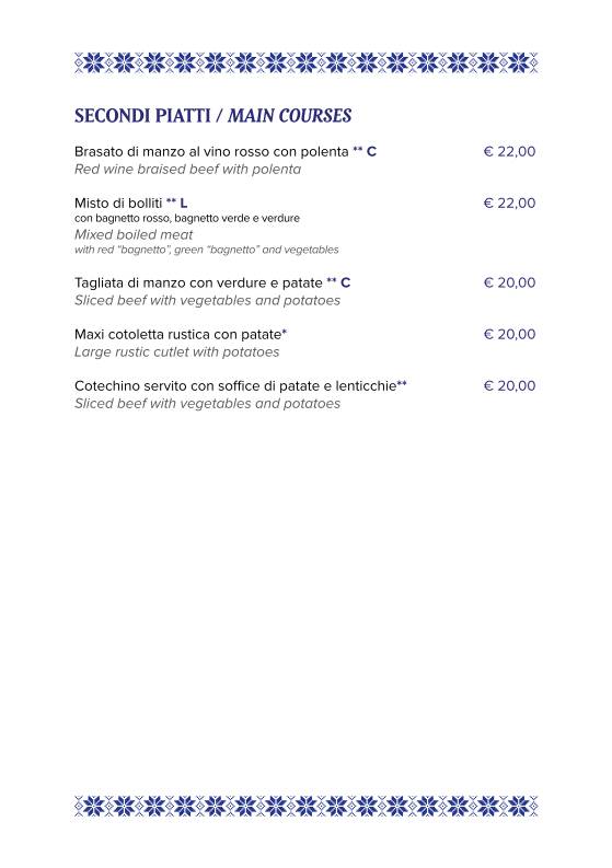 Menu di Rifugio Genziana 