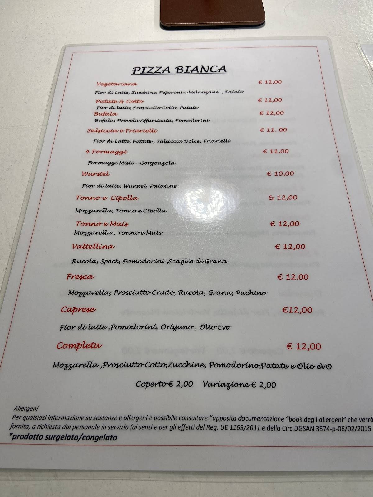 Menu di Ristorante C vado 