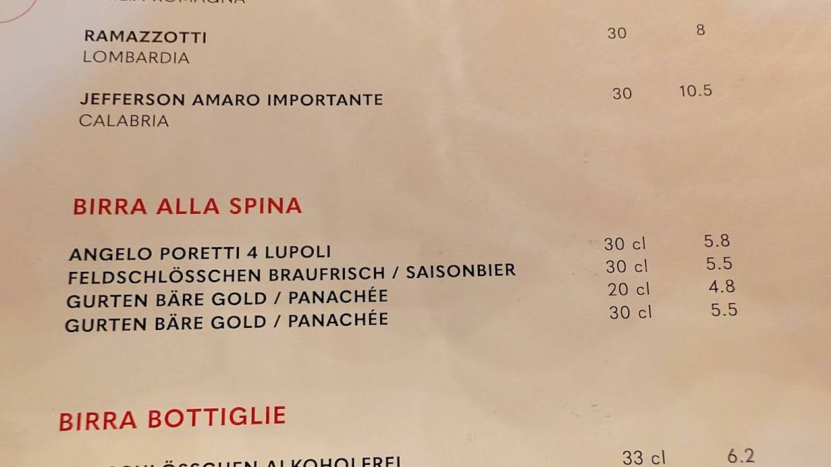 Menu de Ristorante Luce