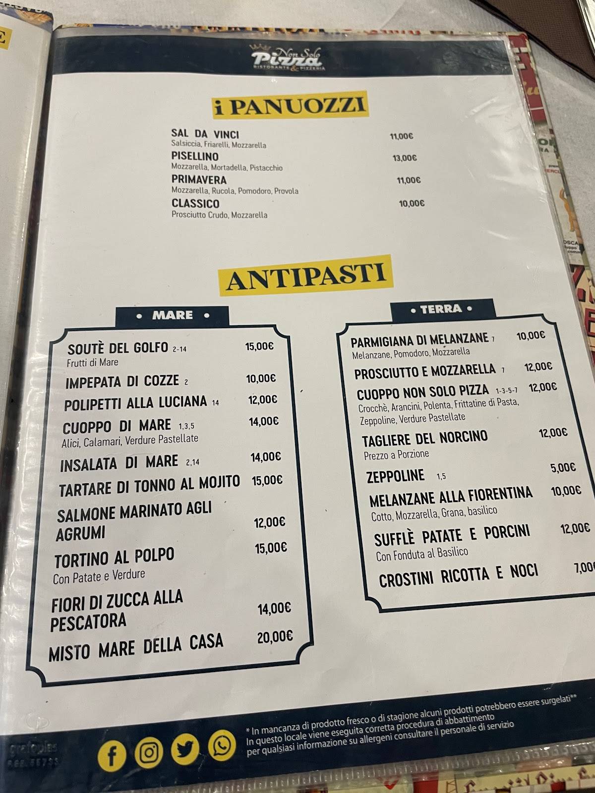 Menu di Ristorante Pizzeria Non Solo Pizza 