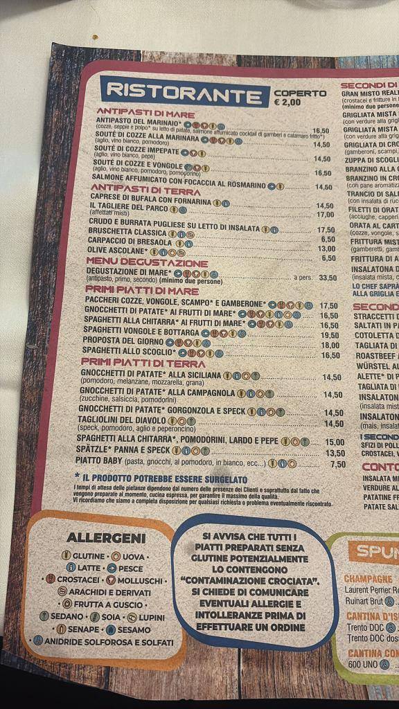 Menu di Ristorante Pizzeria al Parco 