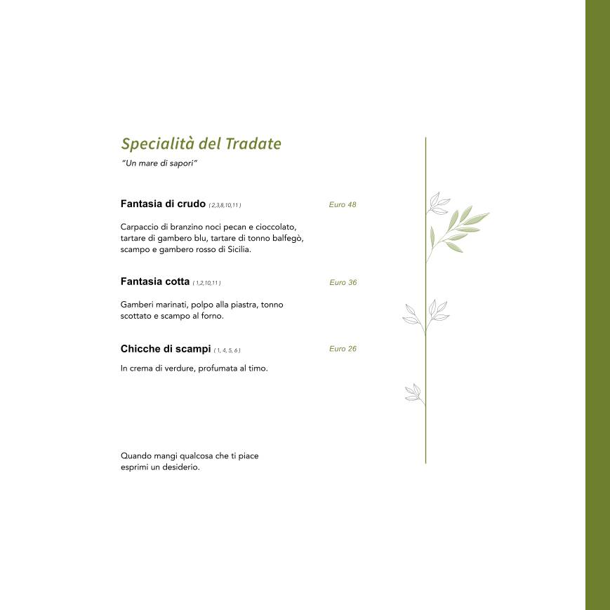 Menu di Ristorante Tradate con Alloggio 