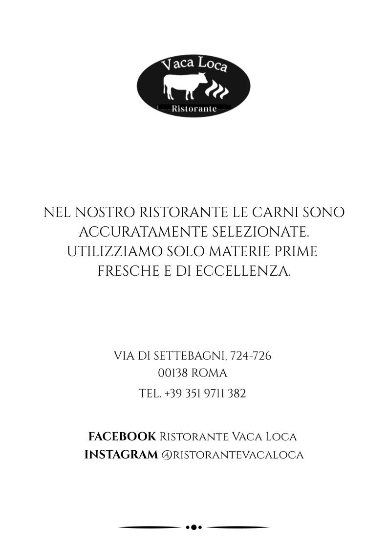 Menu di Vaca Loca 