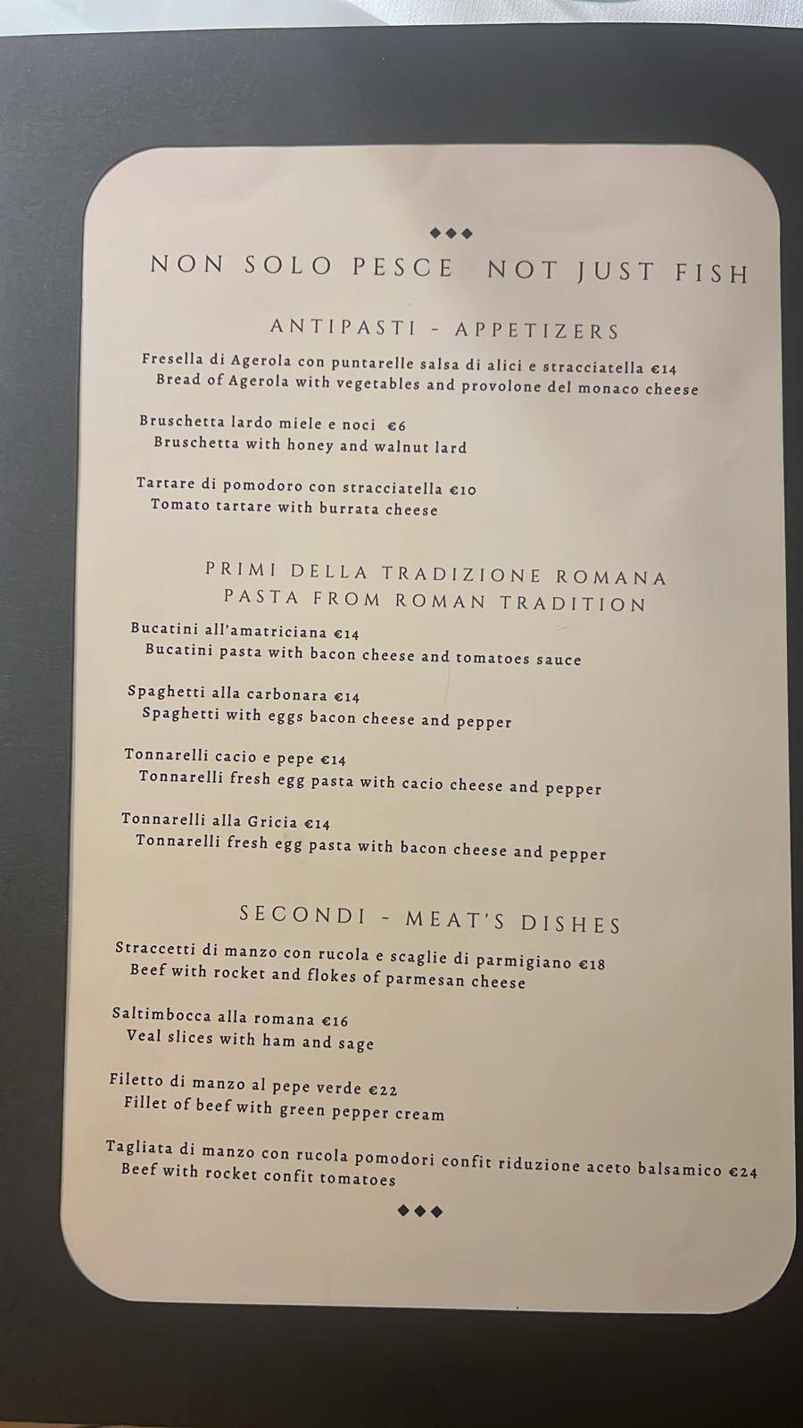 Menu de Ristorante da Enzo Ristorante Italiano