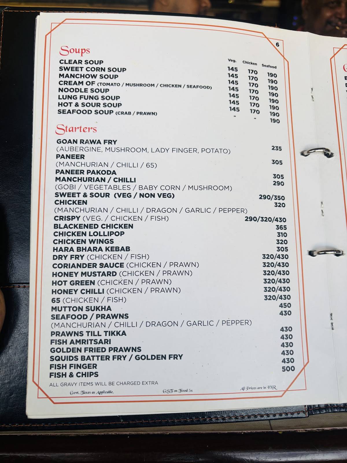 Ritz Classic-Panjim Gymkhana menu
