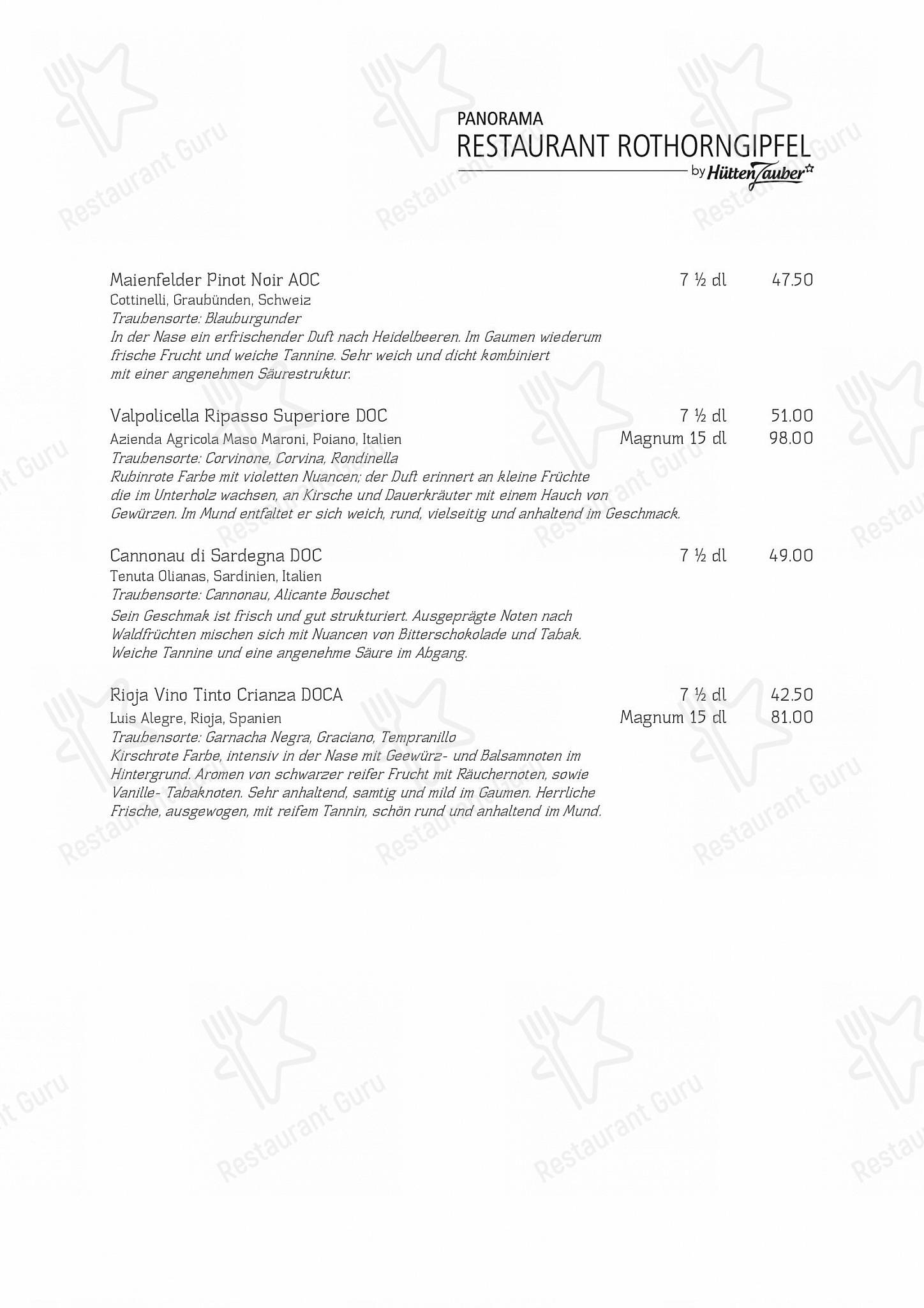 Panormarestaurant Rothorngipfel in Lantsch/Lenz - Коктейльная карта