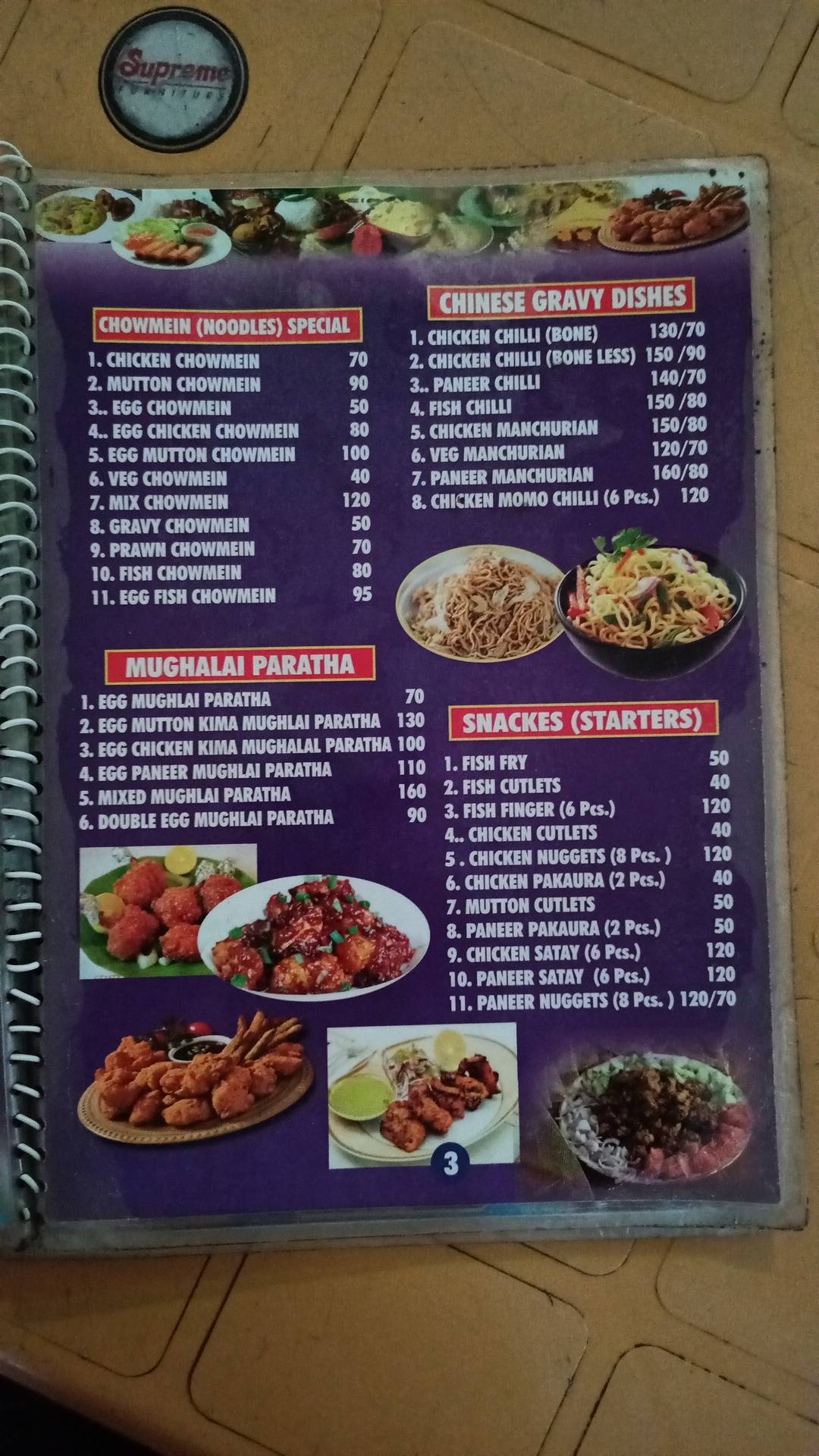 SHIV HOTEL AND RESTAURANT menu