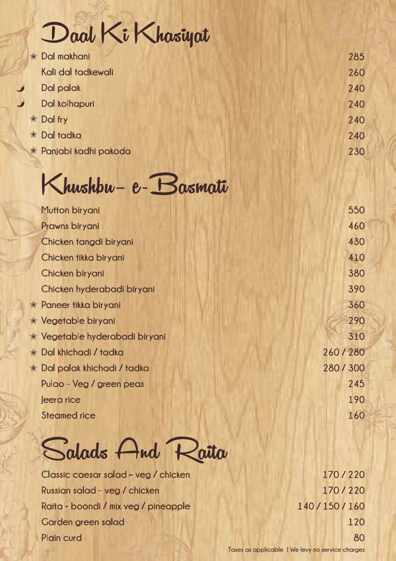 Saffron Grill menu