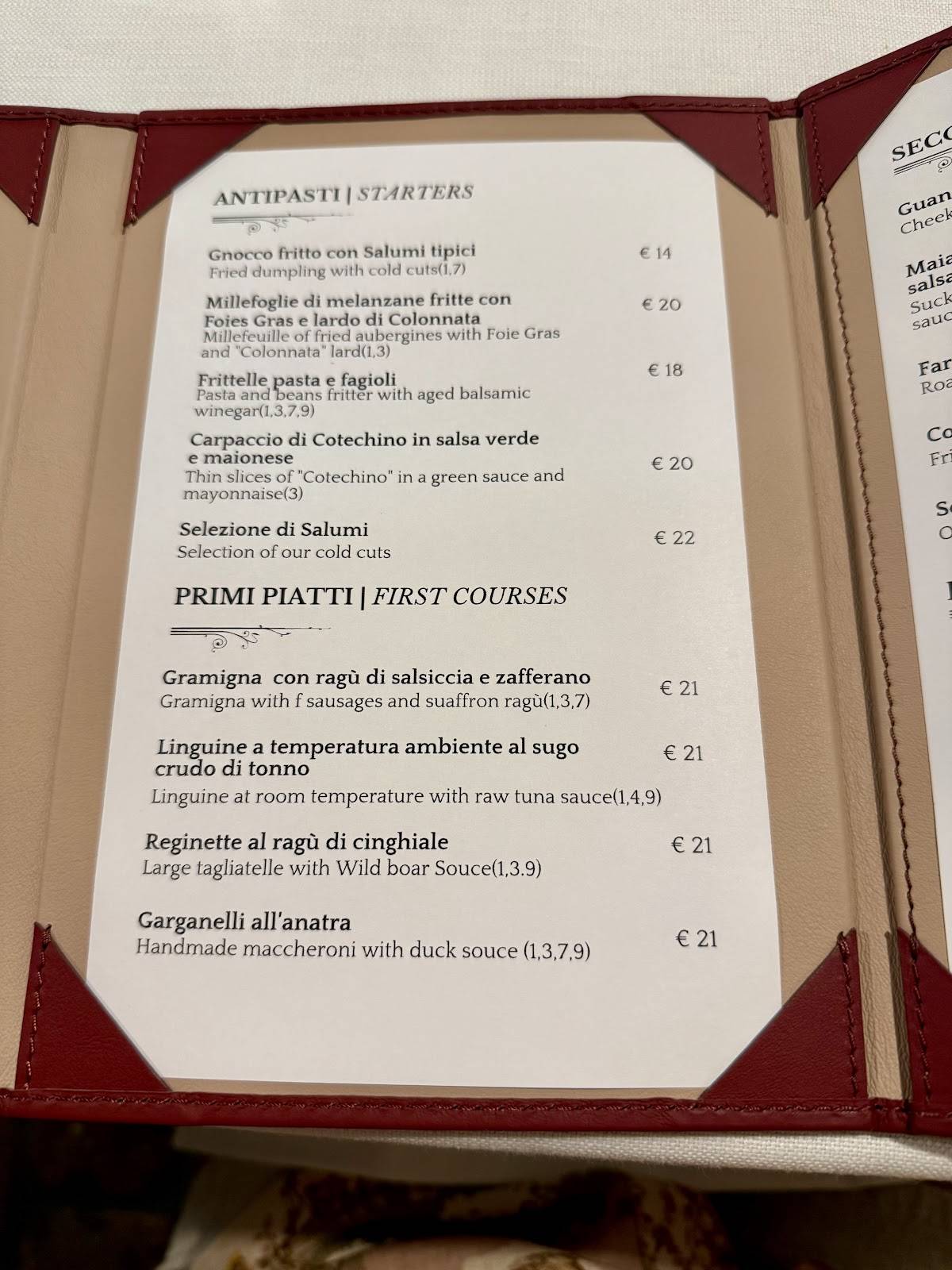Menu di Salumeria Hosteria Giusti 