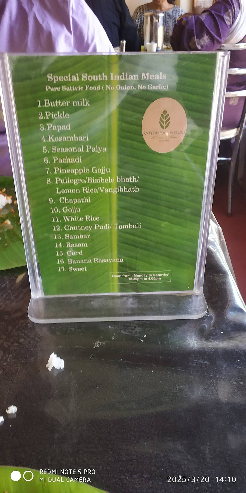 Sandhyas House (Veg Restaurant) menu
