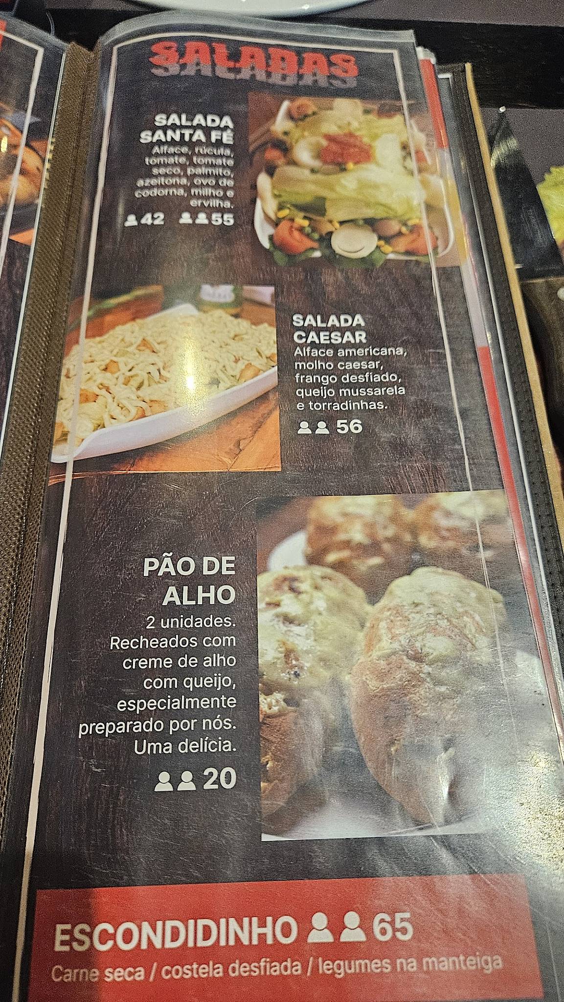 Santa Fé A Costela cardápio