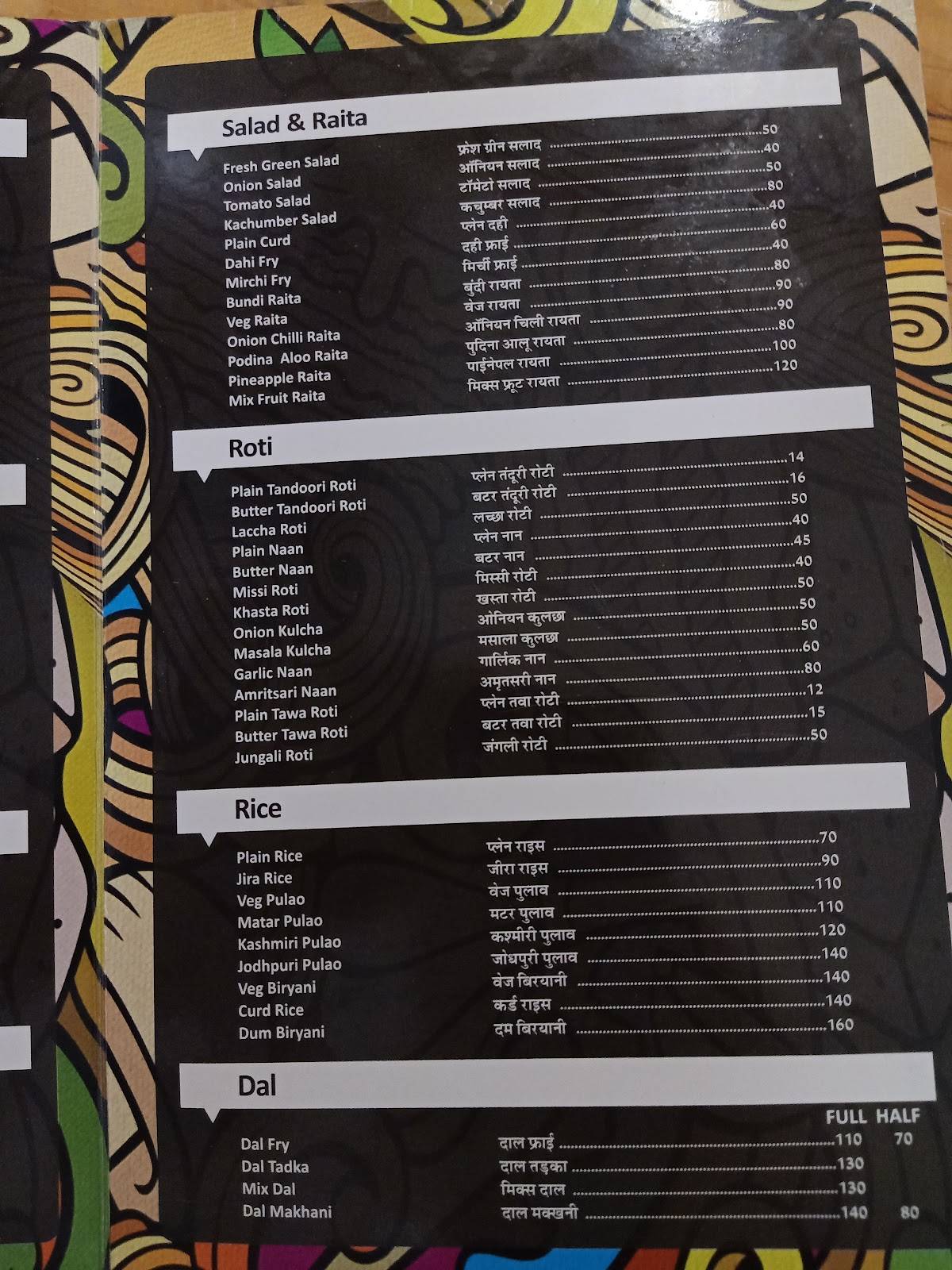 Satyam Restaurant (Roof Top) menu