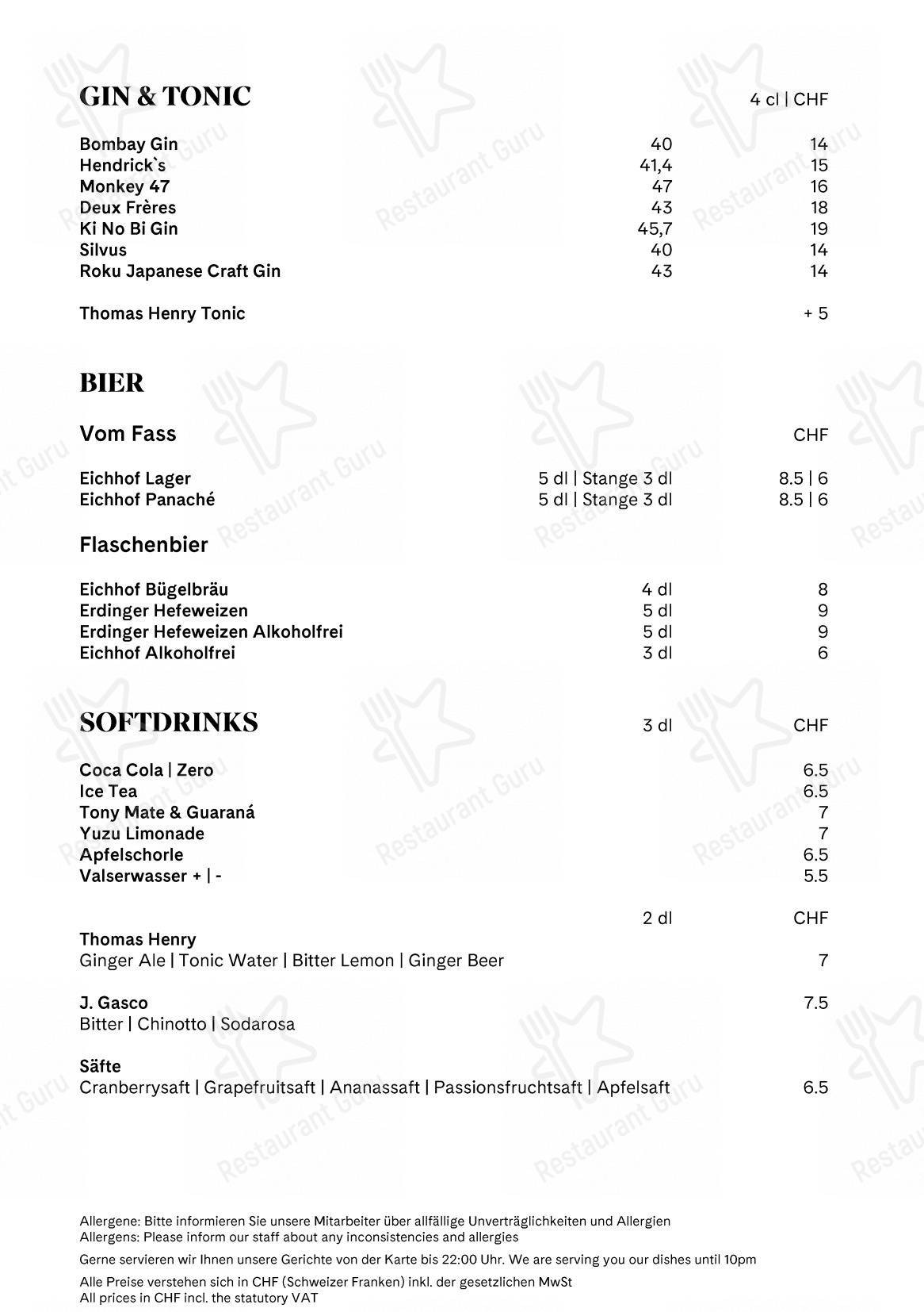 Menu pour Restaurant Scala - Lunch Menu