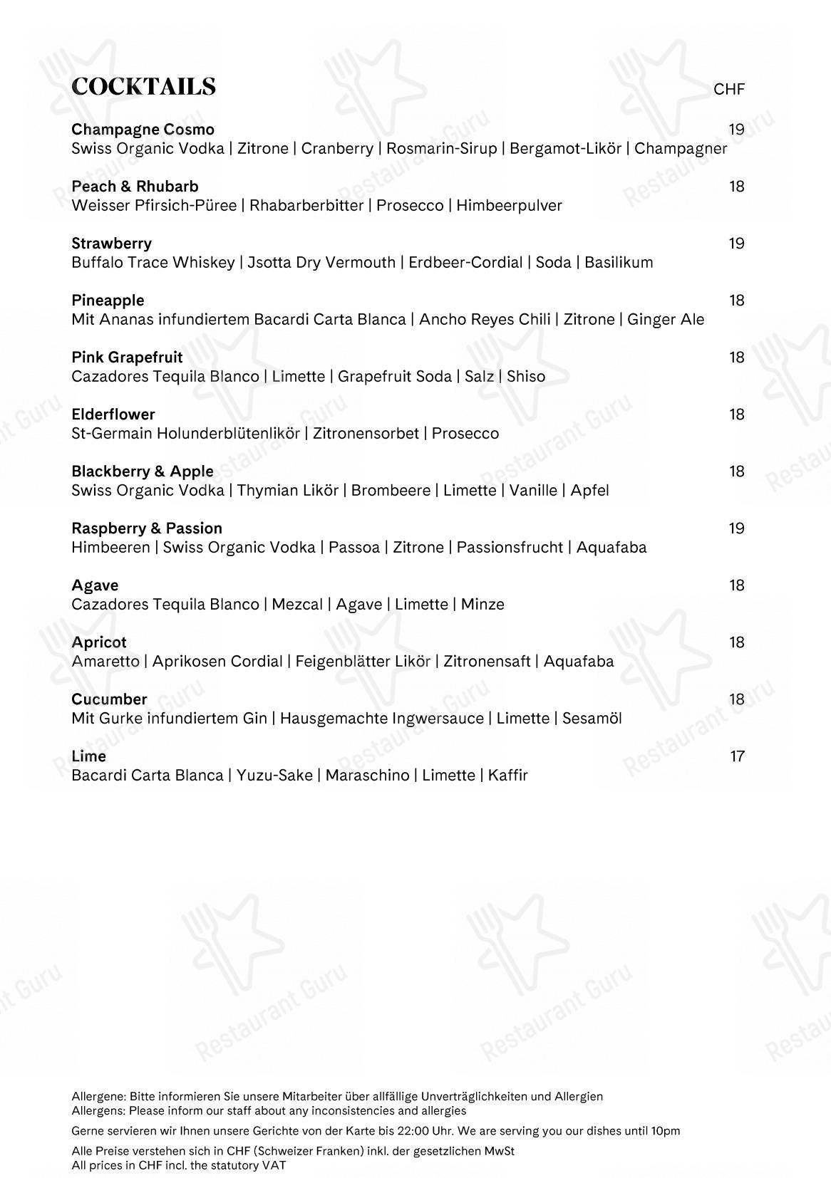 Menu pour Restaurant Scala - Lunch Menu