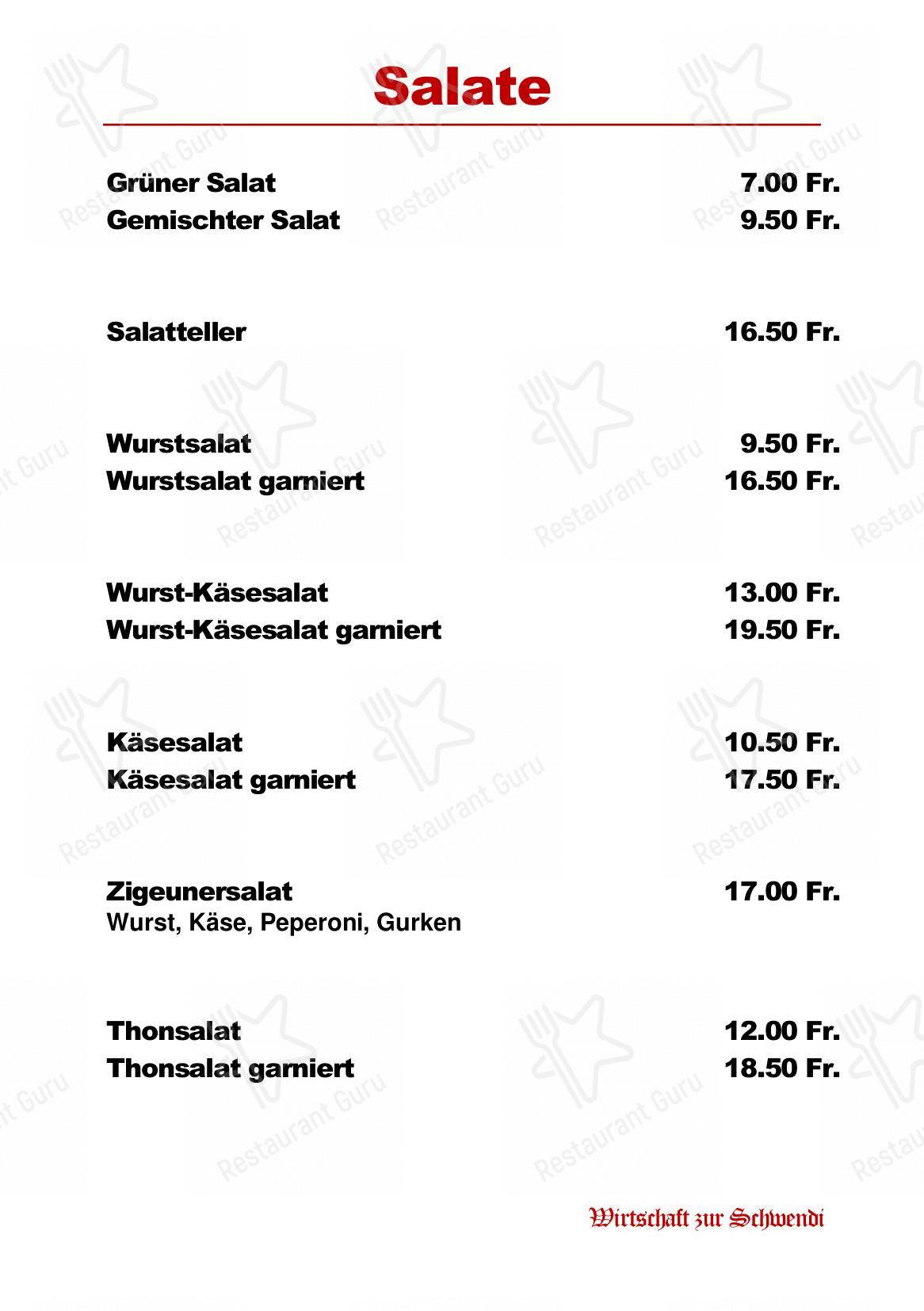 Коктейльная карта per Restaurant Schwendi in Bauma